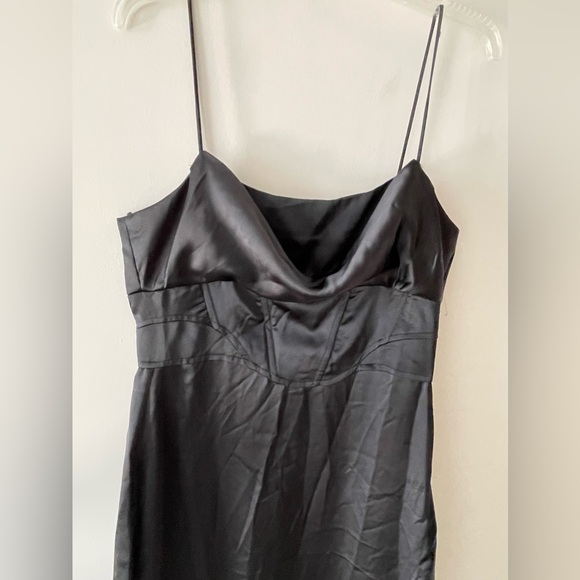 Zara Women’s High Slit Black Satin Corset Midi Dress - Picture 11 of 12